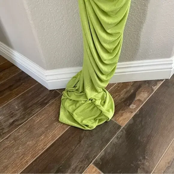 Fashion Nova Lily Ruched Long Sleeve Maxi Dress Size Large Lime Green New - Picture 7 of 13